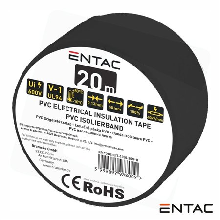 Fita Isoladora Preto 20M 0.13X50Mm Entac