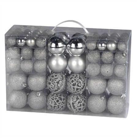 Conjunto De 100 Bolas De Natal Prateadas
