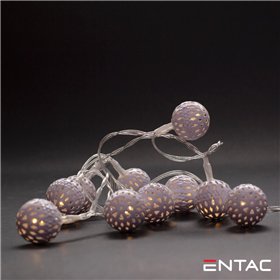 Grinalda 10 Leds 3000K Esferas Metal 2Xaa 1Mt