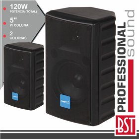 Conjunto 2 Colunas 2 Vias 5" 120W Pretas Abs Bst