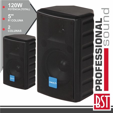 Conjunto 2 Colunas 2 Vias 5" 120W Pretas Abs Bst