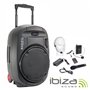 Coluna Amplificada 15" 800W Usb/Bt/Sd/Bat Uhf Preta Ibiza