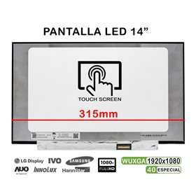 Ecrã LED Tátil de 14" para Portatil N140Hcn-Ea1 Rev.Ca SD10Z34926 FHD 40Pines 315mm