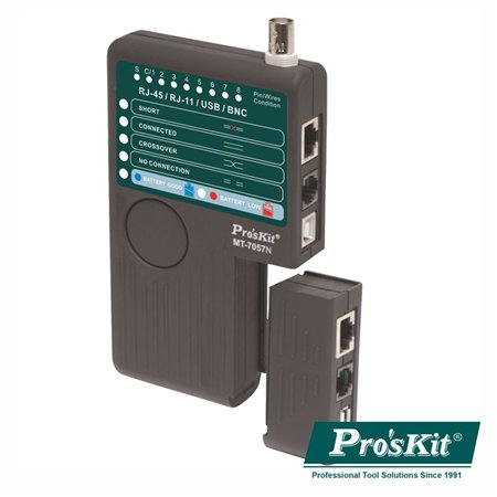 Testador de Cabos RJ45/RJ11/RJ12/USB/BNC PROSKIT