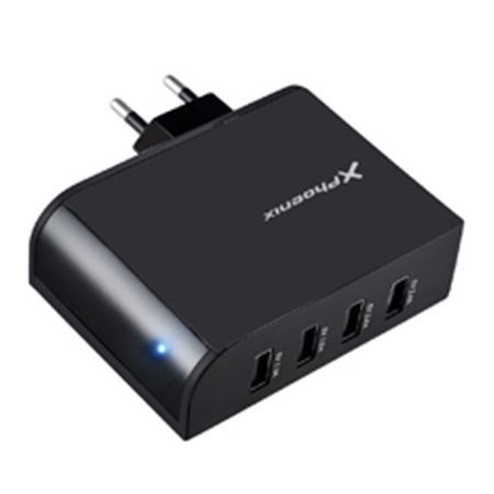 Adaptador de parede USB universal Carregador Phoenix PhMultiusbCharger 4 X USB Preto 5,1 V 2,1 A