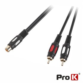 Cabo RCA Fêmea / 2-RCA Macho Dourado 25cm PROK