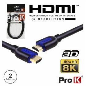 Cabo HDMI Dourado Macho / Macho 2.1 8K Preto 2M PROK
