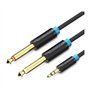 Cabo Stereo Vention BACBI, Jack 3.5 Macho - 2x Jack 6.5 Macho, 3m, Preto