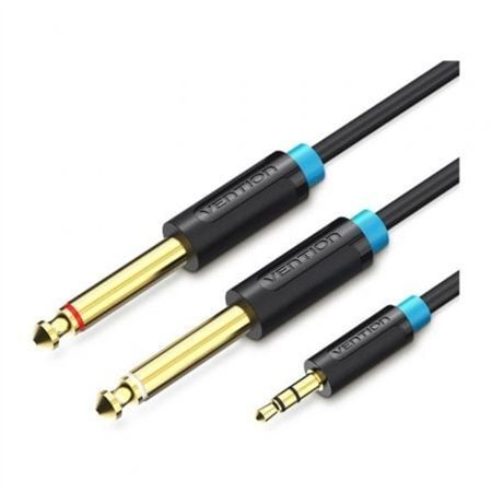Cabo Stereo Vention BACBI, Jack 3.5 Macho - 2x Jack 6.5 Macho, 3m, Preto