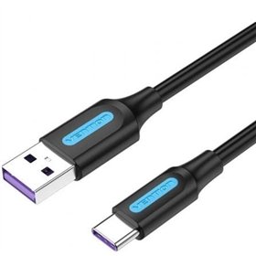 Cabo USB 2.0 Tipo-C Vention CORBD, USB Macho - USB Tipo-C Macho, Até 100W, 480Mbps, 50cm, Preto