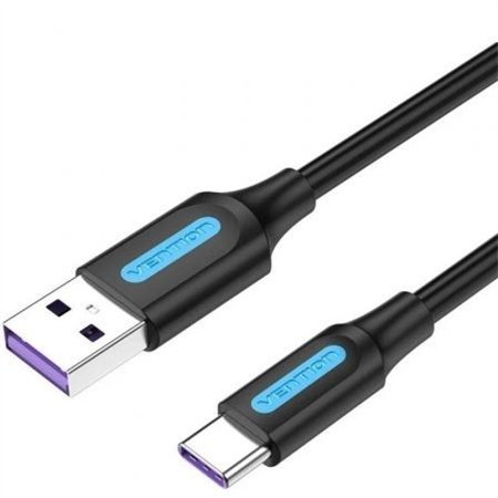 Cabo USB 2.0 Tipo-C Vention CORBF, USB Macho - USB Tipo-C Macho, Até 100W, 480Mbps, 1m, Preto