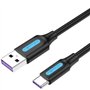 Cabo USB 2.0 Tipo-C Vention CORBF, USB Macho - USB Tipo-C Macho, Até 100W, 480Mbps, 1m, Preto