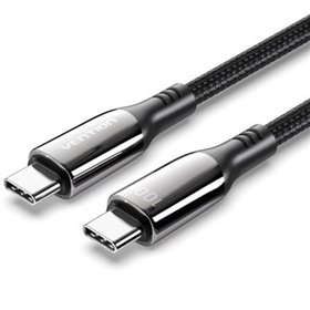 Cabo USB 2.0 Tipo-C 5A 100W Vention CTKBAV, USB Tipo-C Macho - USB Tipo-C Macho, Até 100W, 480Mbps, 1.2m, Preto