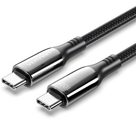 Cabo USB 2.0 Tipo-C 5A 100W Vention CTKBAV, USB Tipo-C Macho - USB Tipo-C Macho, Até 100W, 480Mbps, 1.2m, Preto