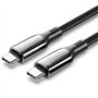 Cabo USB 2.0 Tipo-C 5A 100W Vention CTKBAV, USB Tipo-C Macho - USB Tipo-C Macho, Até 100W, 480Mbps, 1.2m, Preto