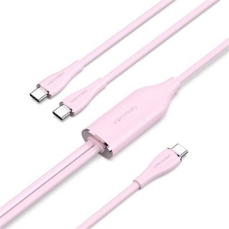 Cabo USB Tipo-C Vention CTMPG, USB Tipo-C Macho - 2 x USB Tipo-C Macho, Até 100W, 480Mbps, 1.5m, Rosa