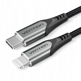 Cabo USB 2.0 Tipo-C Lightning Vention TACHF, USB Tipo-C Macho - Lightning Macho, Até 27W, 480Mbps, 1m, Cinza
