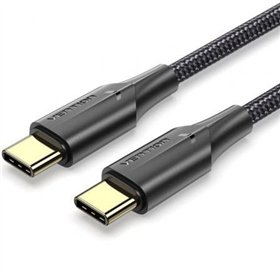 Cabo USB 2.0 Tipo-C 3A Vention TAUBH, USB Tipo-C Macho - USB Tipo-C Macho, Até 60W, 480Mbps, 2m, Preto