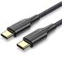 Cabo USB 2.0 Tipo-C 3A Vention TAUBH, USB Tipo-C Macho - USB Tipo-C Macho, Até 60W, 480Mbps, 2m, Preto