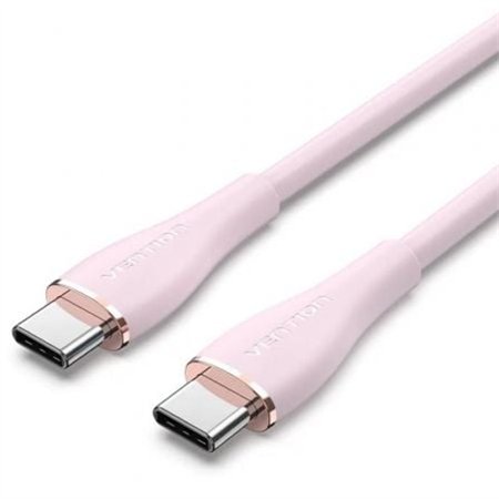 Cabo USB 2.0 Tipo-C Vention TAWPF, USB Tipo-C Macho - USB Tipo-C Macho, Até 100W, 480Mbps, 1m, Rosa