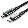 Cabo USB 2.0 USB-C 5A 100W Vention TAYBAV/ USB-C Macho - USB-C Macho/ Até 100W/ 480Mbps/ 1.2m/ com Pantalla LED/ Preto