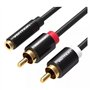 Cabo Stereo Vention VAB-R01-B200, Jack 3.5 Fêmea - 2x RCA Macho, 2m, Preto