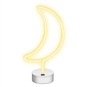 Luz LED Neon em Forma de Lua c/ Base