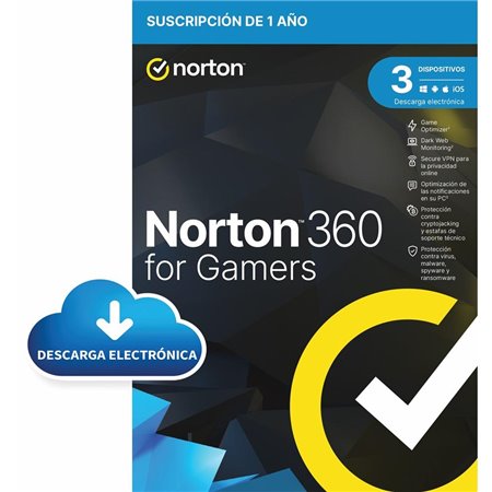 Antivirus norton 360 para gamers 50gb espanhol 1 usuário 3 dispositivos 1 ano esd electronica drmkey
