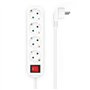 Aisens Base Múltipla 4 Tomadas com Interruptor com Cabo 3×1,5mm2 - 1,4m - Cor Branca