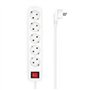 Aisens Base Múltipla 5 Tomadas com Interruptor com Cabo 3×1,5mm2 - 1,4m - Cor Branca