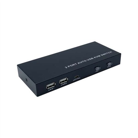 Switch Aisens HDMI KVM 4K@60HZ USB 1U-2PC com fonte de alimentação - cor preta