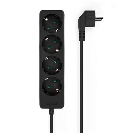 Faixa de Energia Múltipla Aisens com 4 Tomadas sem Interruptor com Cabo 3×1,5mm2 - 1,4m - Cor Preta
