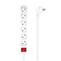 Faixa de energia múltipla de 6 saídas Aisens com interruptor com cabo 3×1,5mm2 - 1,4m - cor branca