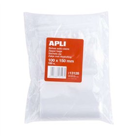 Pacote com 100 sacos autovedantes Apli, 100 x 150 mm - Fecho seguro - Seguro para alimentos