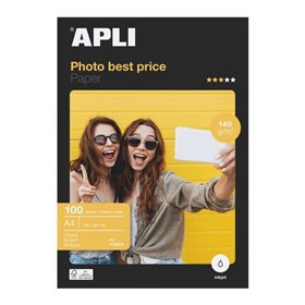 Papel fotográfico Apli Bestprice A4 140gsm - Acabamento brilhante - 100 folhas