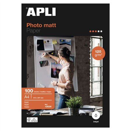 Papel fotográfico fosco Apli A4 120g 100 folhas