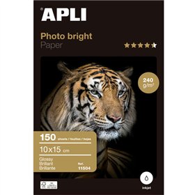 Pacote com 150 folhas de papel fotográfico Photobright 10x15cm 240g - Acabamento brilhante - Adequado para uso em impressoras ja
