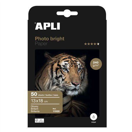Papel fotográfico Apli Photobright 13 x 18 cm 240 g 50 folhas