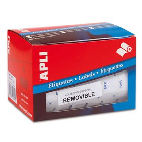 Rolo de 2.520 etiquetas de preço Apli, 16x22mm - Texto pré-impresso com a sigla PVP - Adesivo removível - Brancas