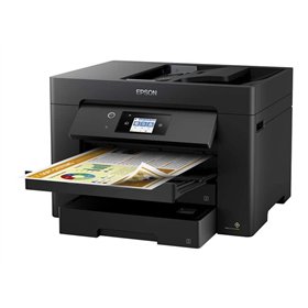 Impressora multifuncional colorida Epson Workforce WF7830DTWF, formato A3, com fax duplex, Wi-Fi e velocidade de impressão de 25
