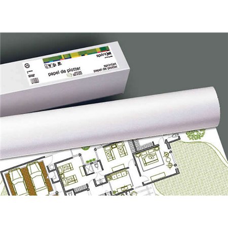 Rolo de papel Fabrisa Plus para plotter, 80g - Medidas: 610mm x 50m