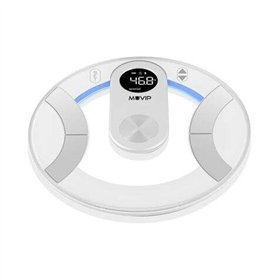 Balança de banheiro digital Muvip Round Design - Tela LCD - Plataforma de vidro - Peso máx. 180kg - Desligamento Automático