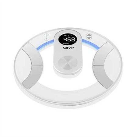 Balança de banheiro digital Muvip Round Design - Tela LCD - Plataforma de vidro - Peso máx. 180kg - Desligamento Automático