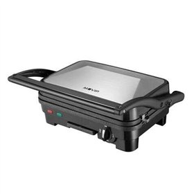 Sanduicheira Muvip de aço inoxidável 1800W - Placas de grelha antiaderentes reversíveis, lisas - Seletor de temperatura - Placa 