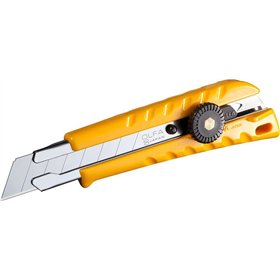 Cortador Olfa L-1 com trava de catraca - Cabo de plástico - Canal de aço inoxidável
