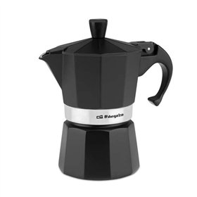 Cafeteira Orbegozo KFN 310 em alumínio preto - Prepara 3 xícaras de café em segundos - Alça ergonômica para maior segurança - Vá