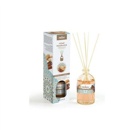 Aromatizador de Ambientes Prady Mikado - Sândalo e Canela - Frasco de Vidro de 100ml e Varetas Difusoras