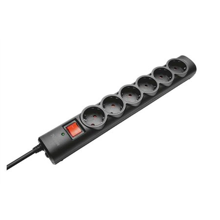 Trust 21059 Power Strip de 6 tomadas + proteção contra sobretensão preta