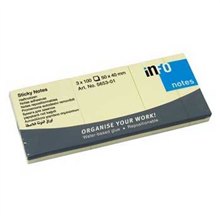 Bloco Notas Aderentes 040x050mm Amarelo 100 Folhas 3un