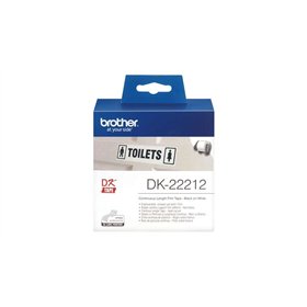 Brother DK22212 - Etiquetas originais de tamanho personalizado - Largura 62 mm x 15,24 metros - Texto preto em fundo branco